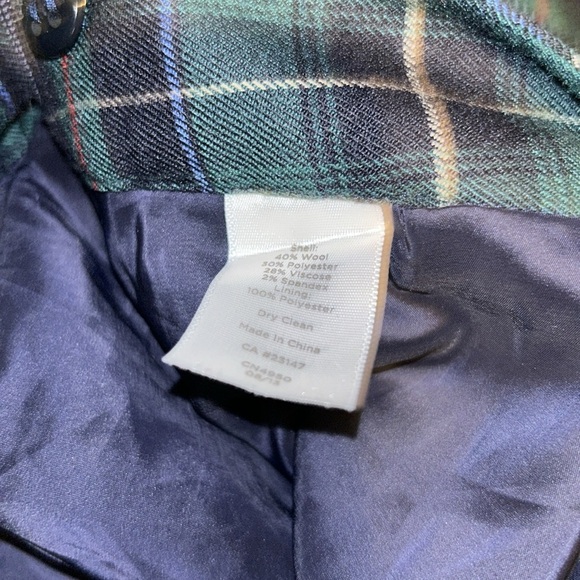 TALBOTS Women wool blend green plaid lined heritage pants size 12 petites 12P - Picture 2 of 4